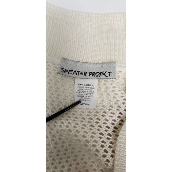 SWEETER Project Eyelet Cap Sleeve Ivory Sweater Size M - Picture 8 of 8